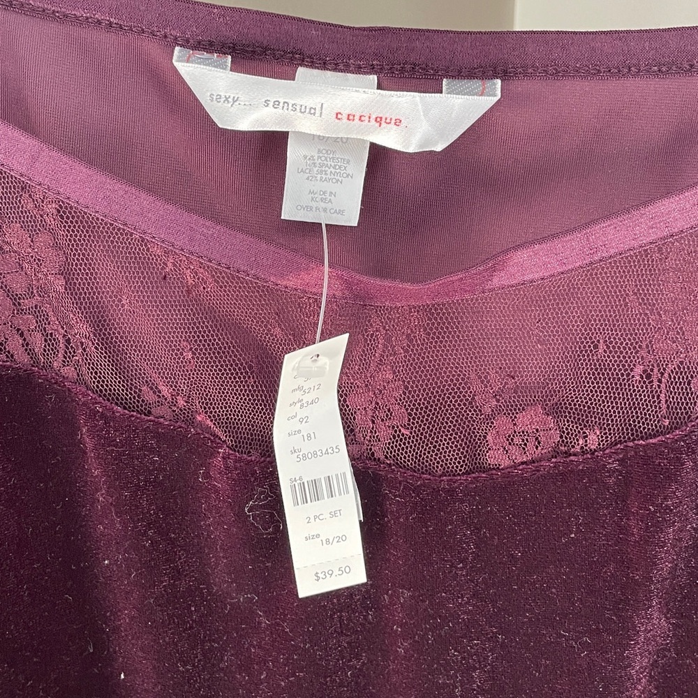 Cacique Burgundy Lace Chemise - Picture 5 of 5